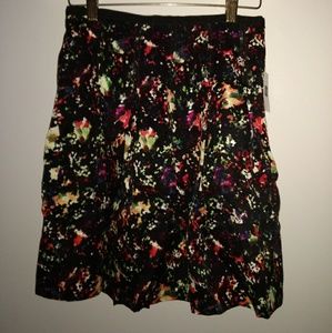 Multicolored pleated high waisted skirt